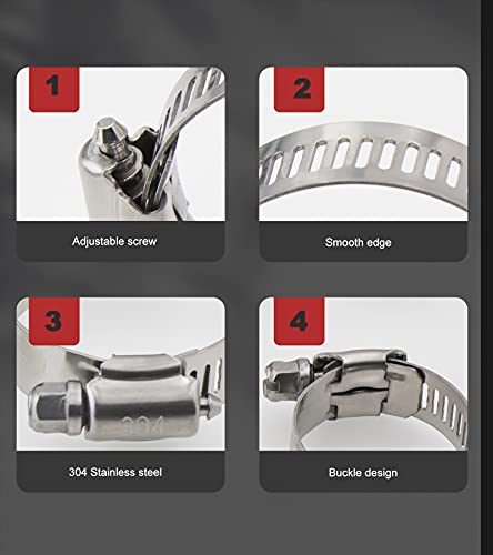 20pcs Adjustable Worm Gear Hose Clamp Stainless Steel Pipe Clamps, 1"-2"(27-51mm) Tube Clamp Tool for Water Pipe, Plumbing, Fuel Line,Intercooler