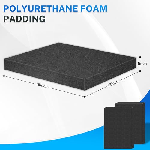 Polyurethane Foam Padding, 2 PCS 16 x 12 x 1 Inch Black Soft Cuttable Packing Foam Inserts for Cases, Furniture, Automotive and Packaging - color: Black, size: 16x12x1 2P
