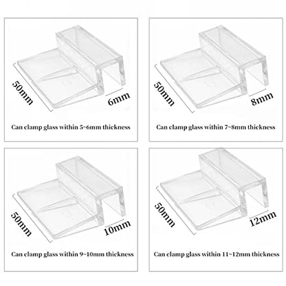 Aquarium Cover Clip, 8 Pcs 6/8/10/12mm Glass Fish Tanks Cover Clip Clear Color Acrylic Aquarium Cover Clip Support Holder Universal Lid Clips for Rimless Aquariums (6MM) - color: 6MM