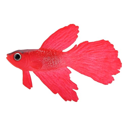 SUNGOOYUE Aquarium Decoration Silicone Fake Betta Fish Ornament 3 Inch Floating Artificial Fish with Suction Cup Look Easy Clean for Freshwater Saltwater Tank (No. 1 red Betta) - color: No. 1 Red Betta Fish