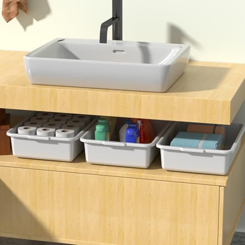8 L Plastic Bus Tubs, Commercial Bus Tub Tote Box, Light Gray, 5 Packs - size: 8 L