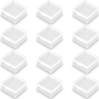12 Pack Plastic Storage Cases with Lid, 1.5 x 1.5 x 0.71 Inch,Square Empty Clear Plastic Storage Containers for Small Items, Jewelry, Earrings, Necklace, Rings, Cosmetics, Threads, Beads, Crafts etc. - size: 1.5 x 1.5 x 0.71 Inch