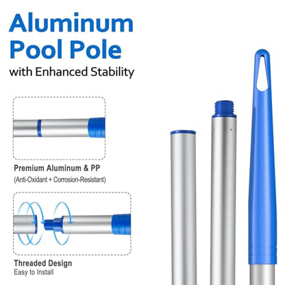 Swimming Pool Skimmer Net, Pool Net with 5 Pole Sections, 11" x 64" Pool Skimmer Net with Ultra Fine Mesh Net, Telescopic Aluminum Pole, Leaf Rake Net for Fast Cleaning Ponds (5 Pole Sections)