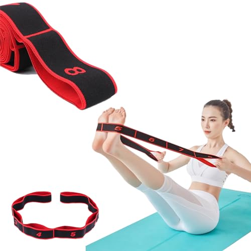 Stretch Strap Fitness Resistance Band for Stretching and Yoga Elastic Exercise Band with Loops Number Stretch Resistance Band with Clear Markings, Hamstring Stretcher Device Leg Exercise Equipment，8-Section Elastic Training Bands for Flexibility