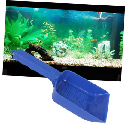 Toyvian Aquarium Sand Shovel Tool for Cleaning Fish Tank Blue Practical Design with Slats for Efficient Waste Removal and Substrate Filtering Essential Aquascaping Equipment