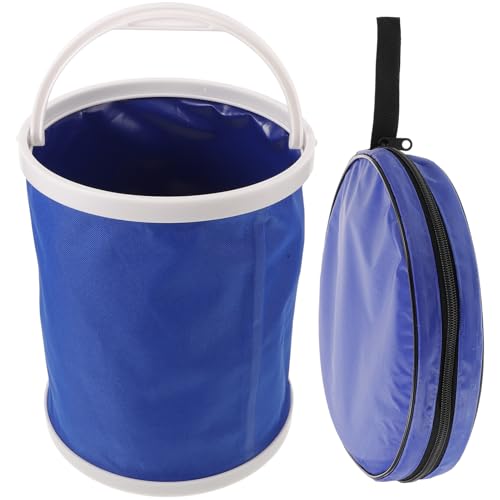 OSALADI Water Bucket Handle Portable Folding Camping Container for Fishing Car Washing and Outdoor Activities and Multi-Purpose Utility Bucket Storage Pouch