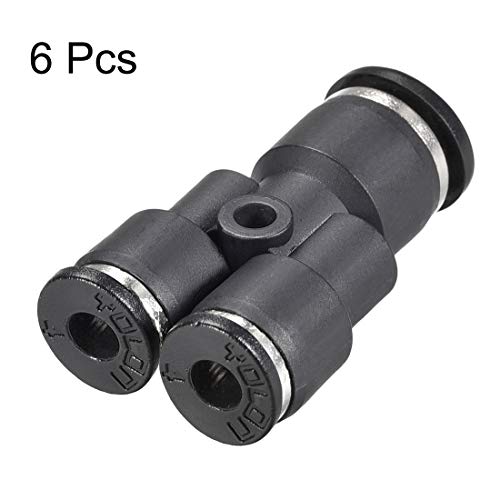 uxcell Plastic Connect Y Splitter Push To Tube Fittings 6mm X 4mm OD Push Lock 6pcs