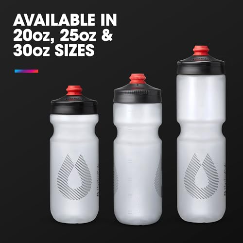 HydraPak Breakaway Surge Lightweight Bike Water Bottle 2-Pack (20oz, 25oz, 30oz) - High Flow, Cycling & Sports Squeeze Bottle - color: Clear, size: 30oz/880ml