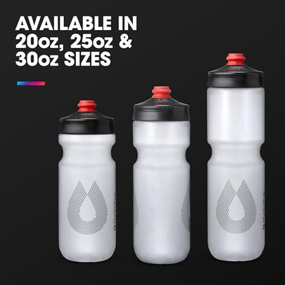 HydraPak Breakaway Surge Lightweight Bike Water Bottle 2-Pack (20oz, 25oz, 30oz) - High Flow, Cycling & Sports Squeeze Bottle - color: Clear, size: 30oz/880ml