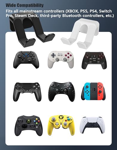 2PCS Controller Holder Wall Mount Headset Holder by Adhesive Screw | Controller mount headset stand for xbox series x/s, ps5, ps4, pc gaming stuff accessories with stable 3m adhesive - color: Black(2 Pack)
