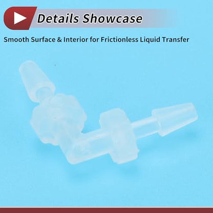 5 Pcs Aquarium Plastic Hose Barb Fitting 1/16" Hose Barb 90 Degree Elbow L Fitting Clear PP - size: 1/16 Inch