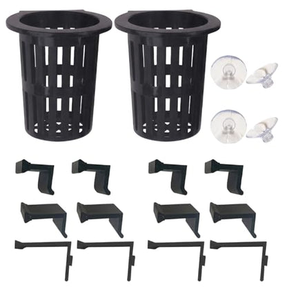 Aquarium Plant Holder, Fish Tank Plant Holder for Underwater Arrangements, Plant Holder for Fish Tank with Hooks and Suction Cups, Plastic Material for Aquatic Environments