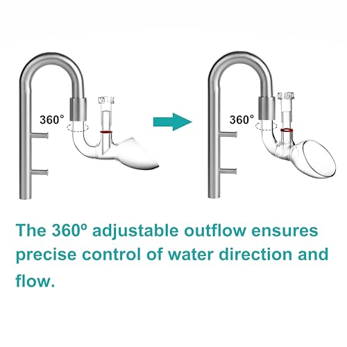 Stainless Steel Lily Pipe Set – Hybrid Steel & Detachable Glass Outflow with Skimmer, Glass Multi-Level Inflow, 360° Flow Control, Fish & Shrimp Safe (13mm for 1/2'' i.d. (12/16 mm) tubing)