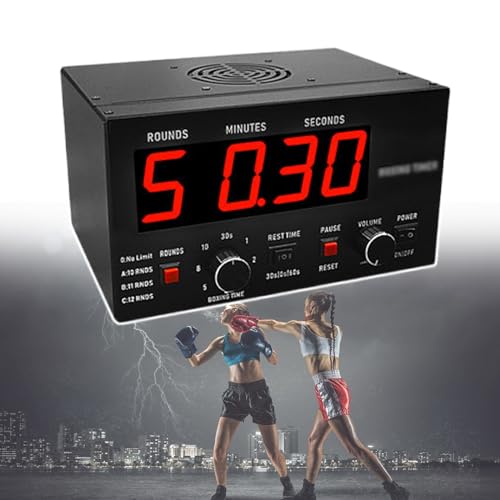 Boxing Round Timer, Mini Gym Boxing Clock, with Prompt Sound, Adjustable Sound, Selectable Training Time and Cycle Repetitions, for Boxing Competitions, Fighting Training,Red - color: Red