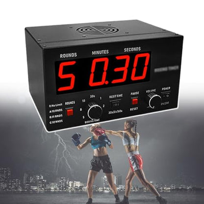 Boxing Round Timer, Mini Gym Boxing Clock, with Prompt Sound, Adjustable Sound, Selectable Training Time and Cycle Repetitions, for Boxing Competitions, Fighting Training,Red - color: Red