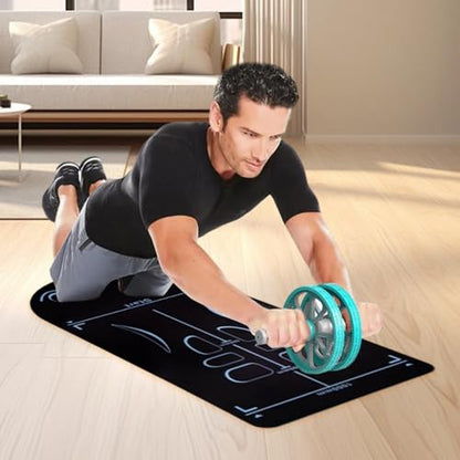Exercise Equipment Mat for Ab Roller Wheel, 55x24" Non-Slip Sound Insulation Yoga Mat for Pilates, Skipping, Abdominal Yoga Floor Workouts Exercise Equipment