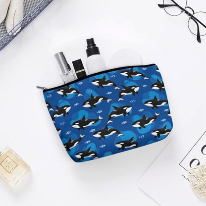 Supdreamc Women GirlGirls Make Up Bag Pouch for Toiletry Jewelry Trip, Large Capacity Travel Makeup Train Case Multifunction Travel Bag Waterproof Luggage Pouch (Ocean Sea Orca Killer Whale) - color: Pattern 439