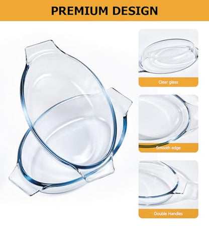 Mini Casserole Dish Oval 2 Pack, 13oz Glass Baking Dish, Banana Split Bowls, Single Serving, Individual Bakeware Baking Pans for Oven Microwave Air Fryer, Clear Prep Bowls - size: Mini-Oval