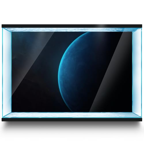 Aquarium Background Stickers - Planet, Blue, Space, Self-Adhesive Fish Tank Reptile Terrarium Decor Poster (75 x 50 cm / (29.5 x 19.6 inches))