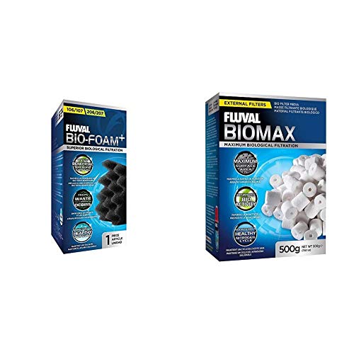 Fluval 106/206 Bio-Foam Biomax Bio Rings - 500 grams/17.63 Ounces - size: 500 g, style: Biomax Filter + Bio-Foam (106/206)