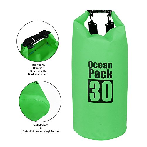 Dry Sack/Waterproof Bag for Boating, Kayaking, Hiking, Snowboarding, Camping, Rafting, Fishing and Backpacking (Green, 2L) - color: Green, size: 2L