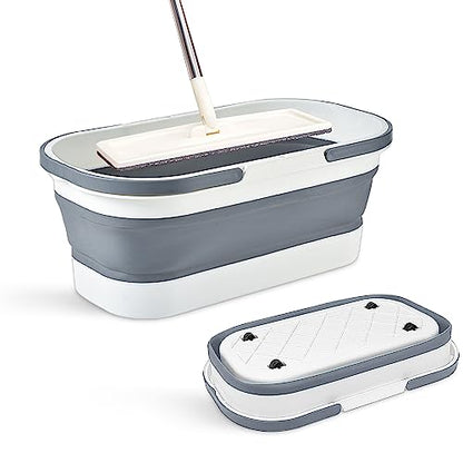 Collapsible Bucket with Wheels 14L (3.7 Gallon) - Versatile and Durable for House Cleaning, Camping, and RV - Convenient Rectangular Mop Cleaning Basket - Lightweight & Compact (14L-Grey) - color: 14l-grey