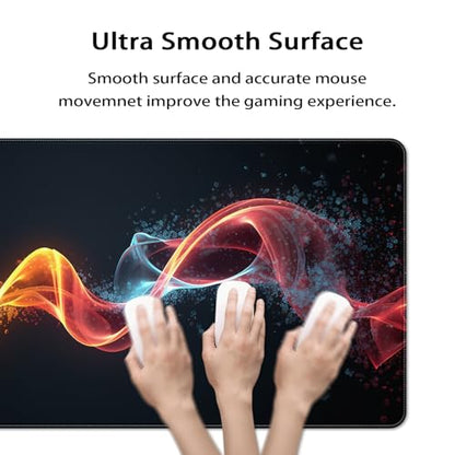 35.4 x 15.7 in, XXL Large Mouse Pad for Desk, Extended Keyboard Mouse Mat for Computer Office, Big Mouse pad with Stitched Edges, Gaming Pc-Abstract Lines on a Black - color: Abstract Lines on a Black