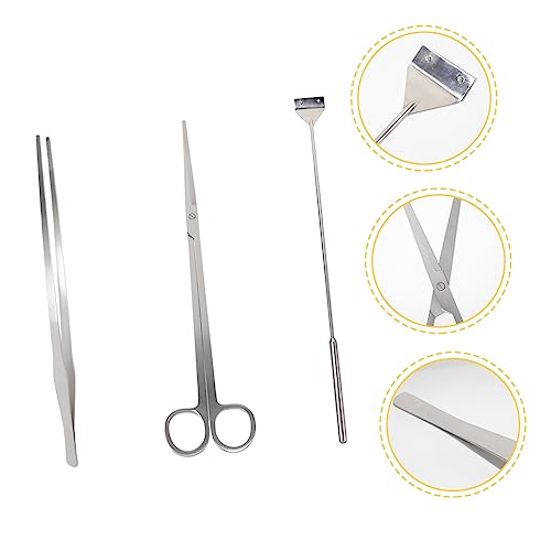 Kisangel Aquarium Cleaning Tool Kit Set with Tweezers Scissors and Scraper for Easy Fish Tank Maintenance Ergonomic Design for Effortless Use