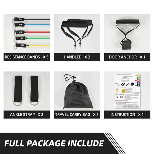 Fitvids Resistance Loop Bands Set - 5-Level Exercise Bands for Home Fitness, Physical Therapy & Strength Training (10-50lbs)