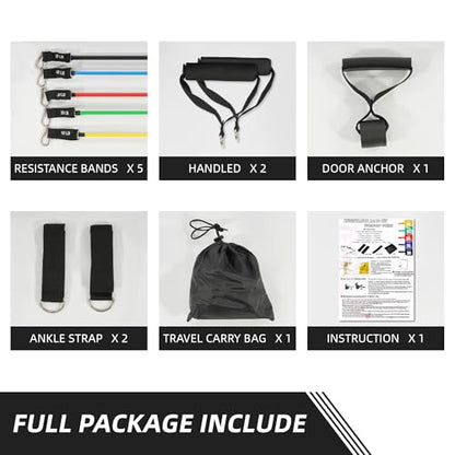 Fitvids Resistance Loop Bands Set - 5-Level Exercise Bands for Home Fitness, Physical Therapy & Strength Training (10-50lbs)