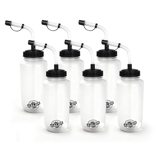 EALER 1 L Sports Water Bottle with Angled Long Straw & Built-In Finger Grip – Easy-Squeeze, Helmet-Compatible, BPA-Free – Team Personalization Ready – Ideal for Hockey, Football, Lacrosse & Boxing - size: 6 Pack