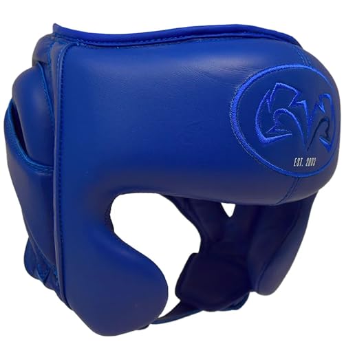 RIVAL Boxing RHG-Guerrero Headgear, Superior Visibility, Lacing Adjustment System, Handcrafted All-Leather Construction, Ergonomic Design - color: Blue, size: Medium