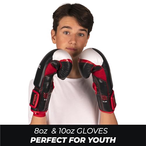 Sanabul Essential Gel Boxing Gloves for Men & Women, Kickboxing MMA, Muay Thai Gloves and Heavy Bag Training Punching & Sparring - color: Black/Red, size: 8 oz