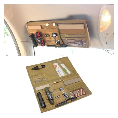smilfuy Tactical Molle Car Sun Visor Organizer, Large Molle Visor Panel - color: Khaki
