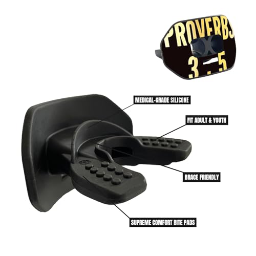O Shield Vortex Graphic Football Mouth Guard, Proverbs 3:5 Black - color: Proverbs 3:5 Black