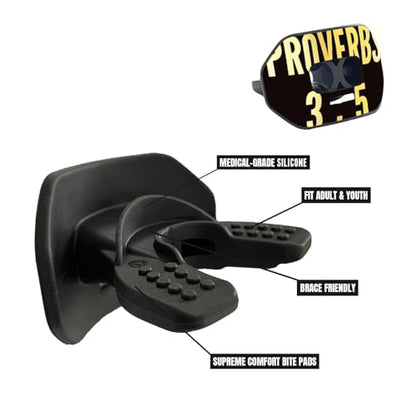 O Shield Vortex Graphic Football Mouth Guard, Proverbs 3:5 Black - color: Proverbs 3:5 Black