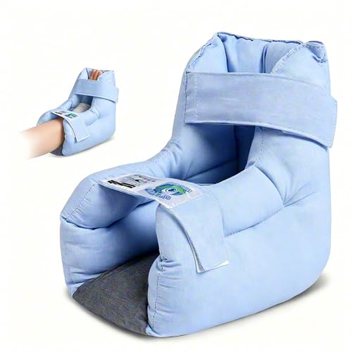 EZ Assistive Heel Protectors for Pressure Sores & Bed Sores - Open Heel Design with Adjustable Straps, Soft & Supportive Padding, Machine Washable - One Size Fits Most (Single Pack，Blue) - color: Blue