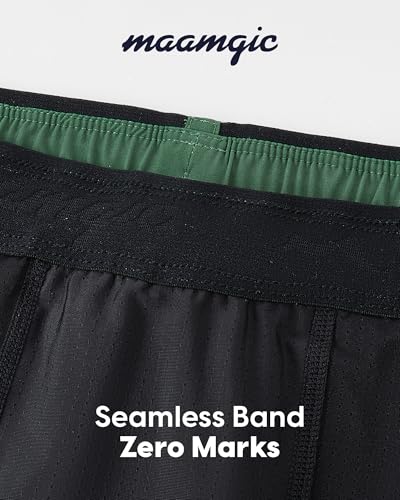 maamgic Mens Swim Trunks 9 Inch Compression Liner Quick Dry Board Shorts - color: Army Green, size: Medium