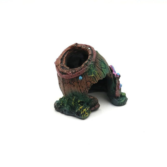 Aquarium Accessories Fish Tank Decor, Resin Craft Antique Shell Barrel Hideout for Fish Tank & Reptile Terrarium Decoration