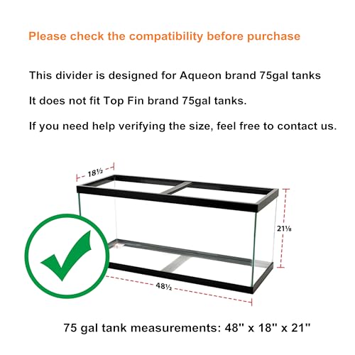 Acrylic Aquarium Divider Kit 5.5/10 / 20L / 20H / 29 / 40B / 55/75 / 125gal Fish Tank with Suction Cups - size: 75gal Aqueon