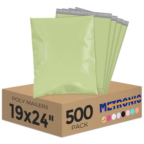 Metronic Large Poly Mailers 19x24 500 Pcs, Waterproof Shipping Bags for Clothing, Strong Adhensive Mailers Bags, Shipping Envelopes for Small Business, Tear-resistant Mailing Bags in Avocado Green - color: Avocado Green, size: 19x24 500PC