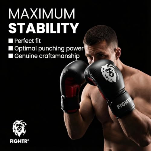 FIGHTR® Boxing Gloves - Pro Training Sparring Gloves - color: Black / Red, size: 16 oz