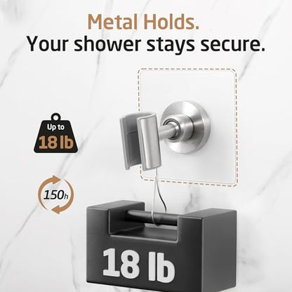 KES All Metal Shower Head Holder Adhesive, Dual-Size Opening Handheld Shower Head Holder Wall Mount for Standard & Oversized Shower Hose, Adjustable Shower Wand Holder, Brushed Steel, C208DF-BS - style: Brushed Steel
