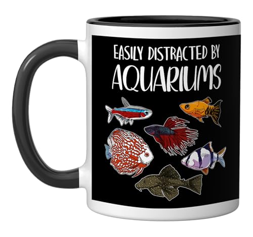 Aquarist Fish Tank & Fish Keeping Gift - Aquarium Lover Ceramic Mug, Black/White - color: Black/White