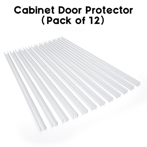 Cabinet Protector Edge Guard (Pack of 12), 24" Clear PVC Cabinet Edge Protectors for 3/4" Thick Kitchen Cabinets Doors – Slip-On No-Tool Sliding Installation - size: 24 Inches