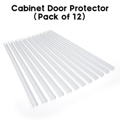 Cabinet Protector Edge Guard (Pack of 12), 24" Clear PVC Cabinet Edge Protectors for 3/4" Thick Kitchen Cabinets Doors – Slip-On No-Tool Sliding Installation - size: 24 Inches