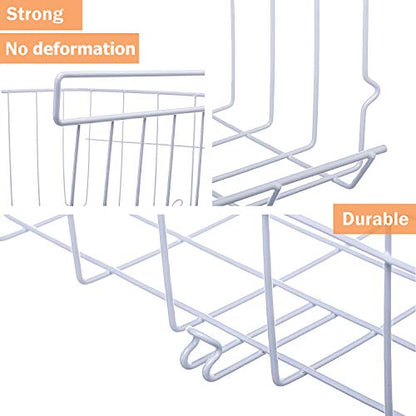 Under Shelf Storage Basket, 2-Pack Under Shelf Hanging Metal Wire Storage Basket Organizer for Kitchen, Office, Pantry, Bathroom, Cabinet, White