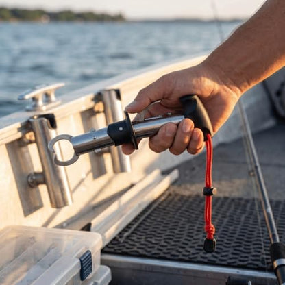 Stainless Steel Fishing Gripper, Portable Fish Lip Grip Grabber with Handle, Extra Wide Opening Fish Holder Tool for Outdoor Fishing