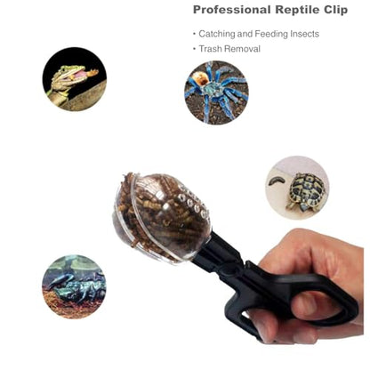Reptile Long Handle Feeding Tools,2Pcs Aquarium Tweezers with Rubber Tip, 1Pcs Spoon & clamp,Terrarium Aquascape Tools Feeder for Lizards, Bearded Dragon Snake Tank Accessories