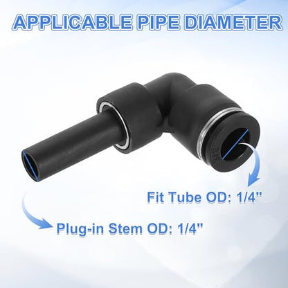 uxcell 2Pcs Push to Connect Tube Fitting, 3/8" Tube OD x 3/8" Stem OD Elbow Fitting with Plug-In Stem for Hydraulic and Pneumatic Systems - size: 3/8" x 3/8"